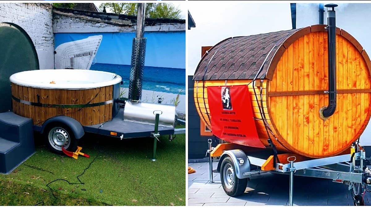 "Baehren-Hitze" Hüpfburg-mobile Fasssauna & mobiler Hot Tube zu vermieten. Eventservice - Hauptbild